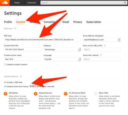 Adjust SoundCloud Content Settings - podcast hosting on soundcloud