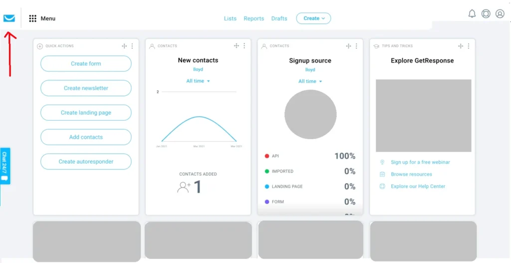 getresponse dashboard afonne digital