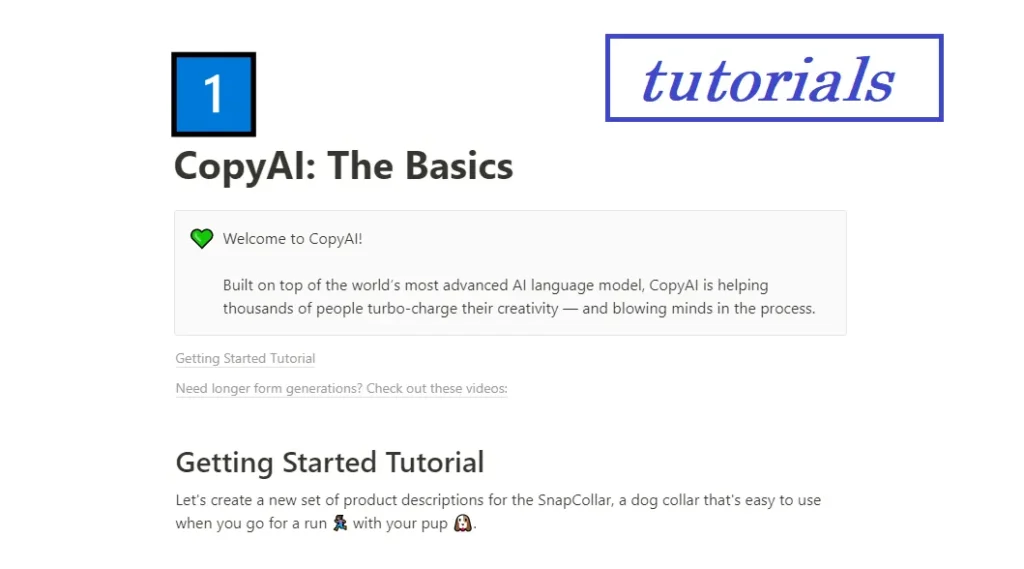 copy ai getting started tutorials