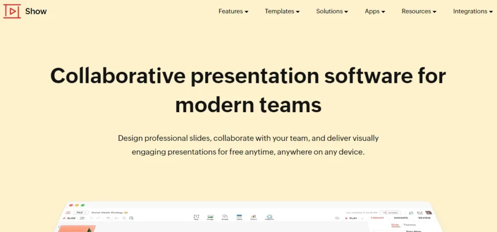 zoho show presentation software