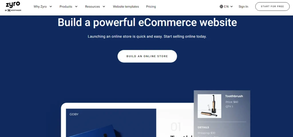 zyro ecommerce website builder