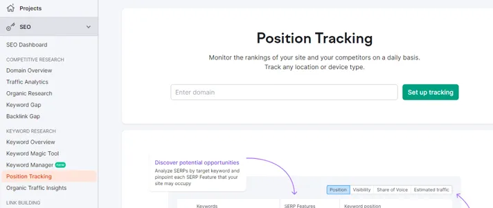 position tracking monitor all your search rankings in one place