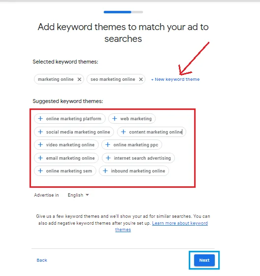 Add Keywords keyword To match your Ad to Searches