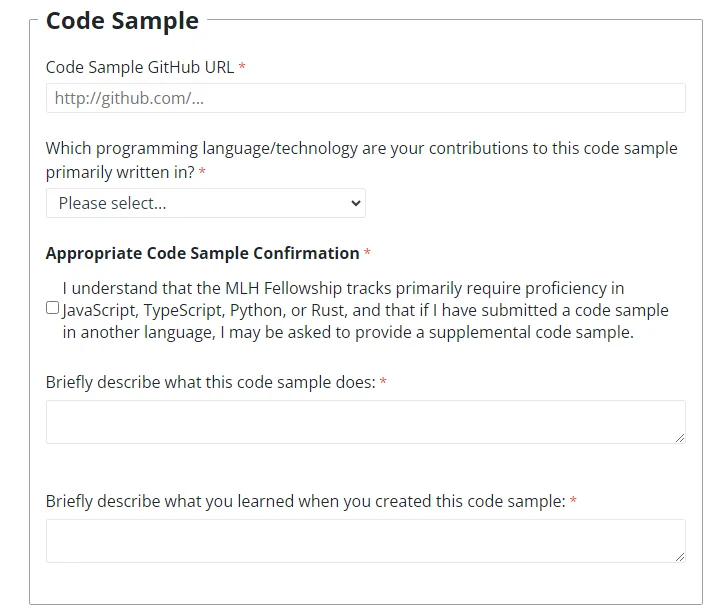 mlh code sample mlh application