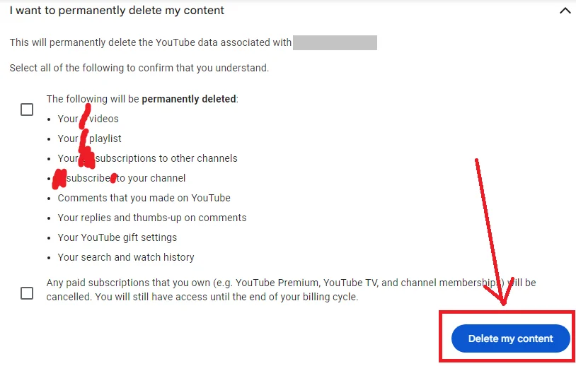 how to delete youtube channel by permanent content deletion